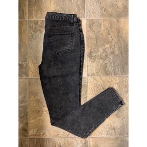 Black Acid Wash High Rise Denim Skinnies